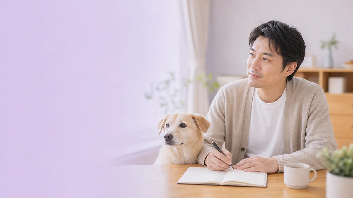家族とペットの写真